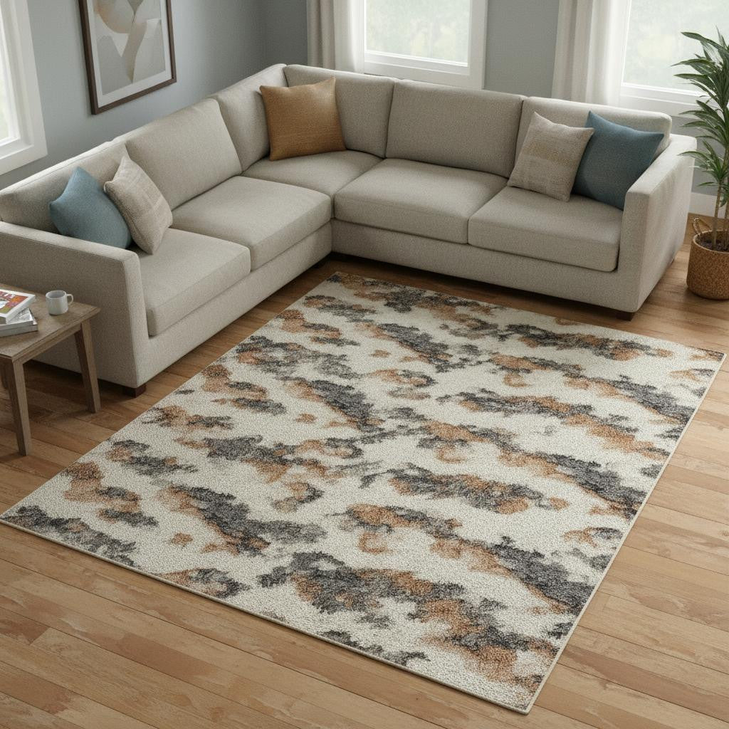 6' X 9' Gray Floral Distressed Area Rug - Home & Garden