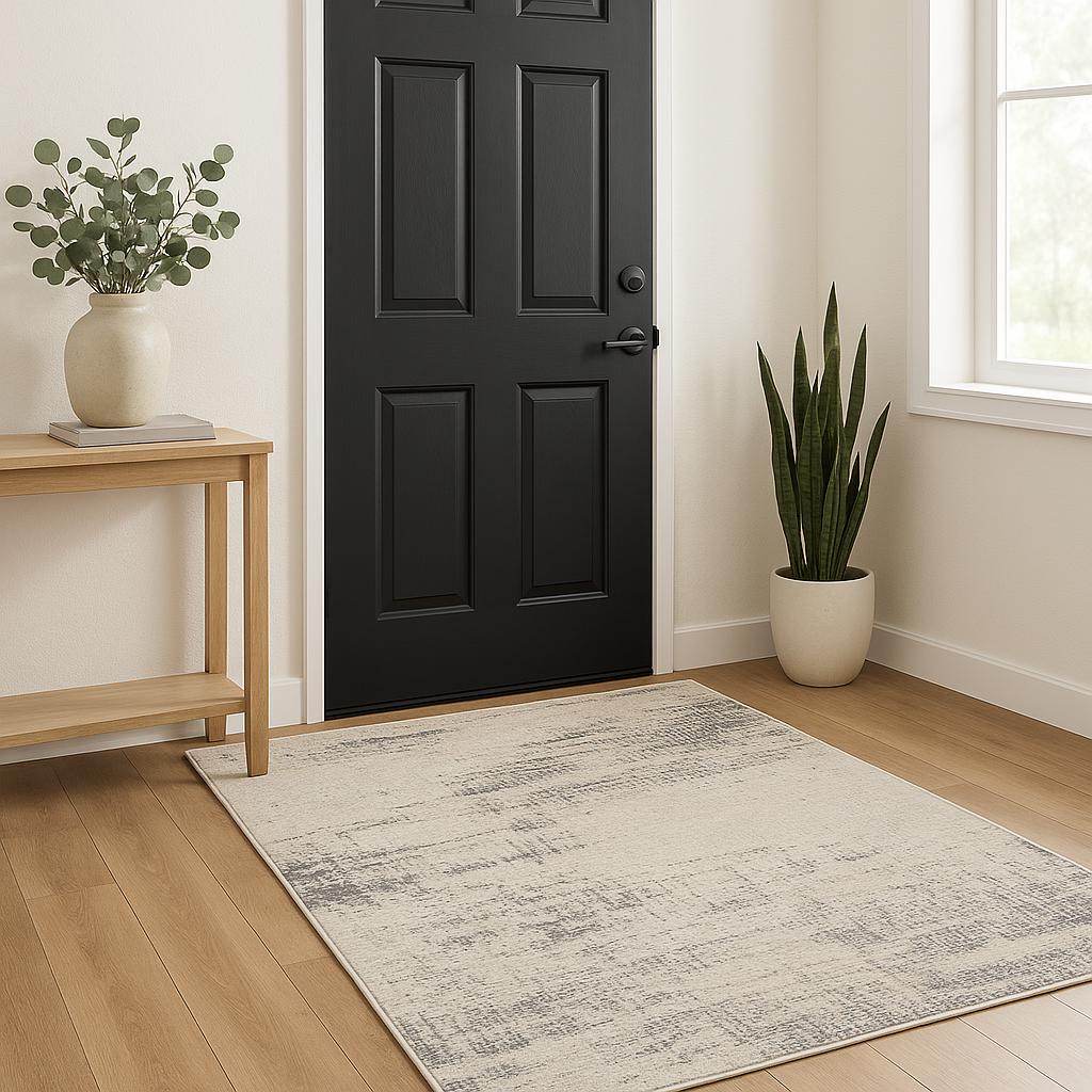 3' X 5' Ivory Abstract Power Loom Area Rug - Home & Garden