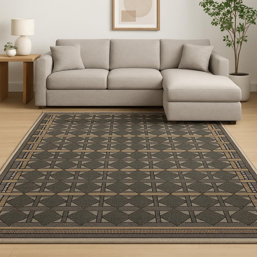 8' X 10' Black Geometric Area Rug - Home & Garden