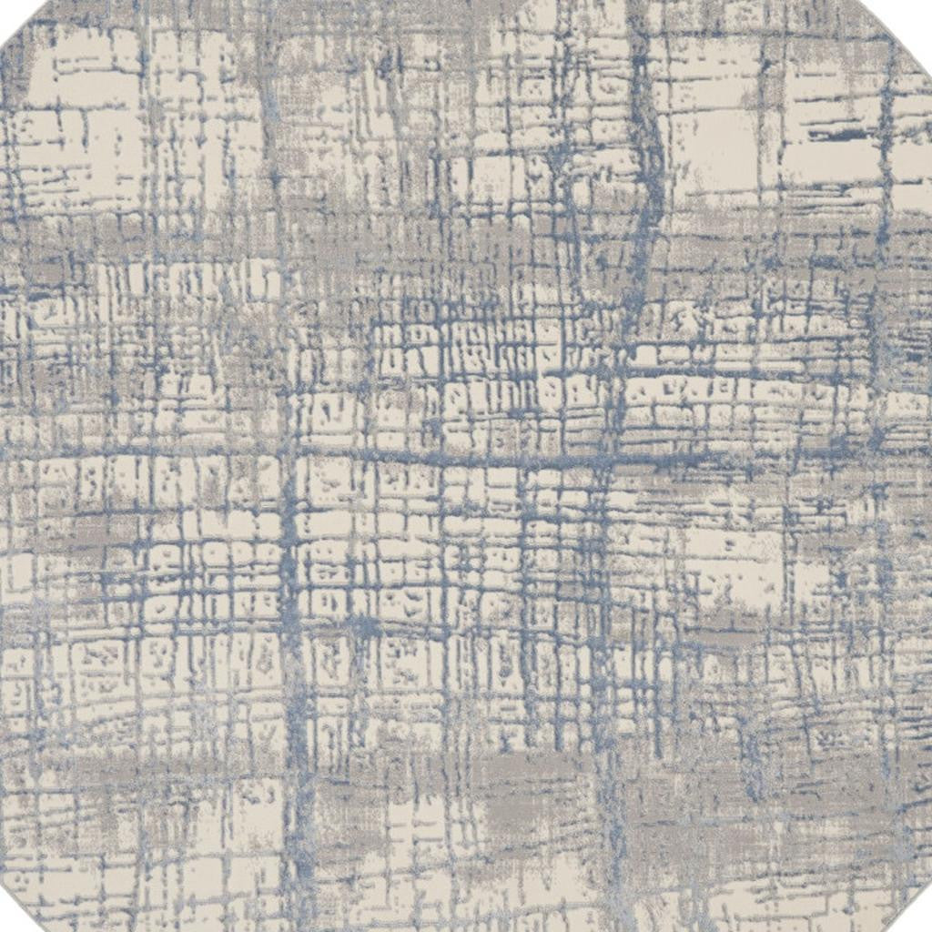 8' Ivory Abstract Round Rug - Home & Garden