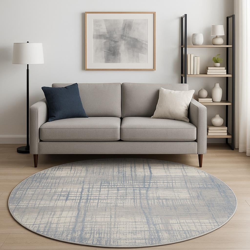 8' Ivory Abstract Round Rug - Home & Garden