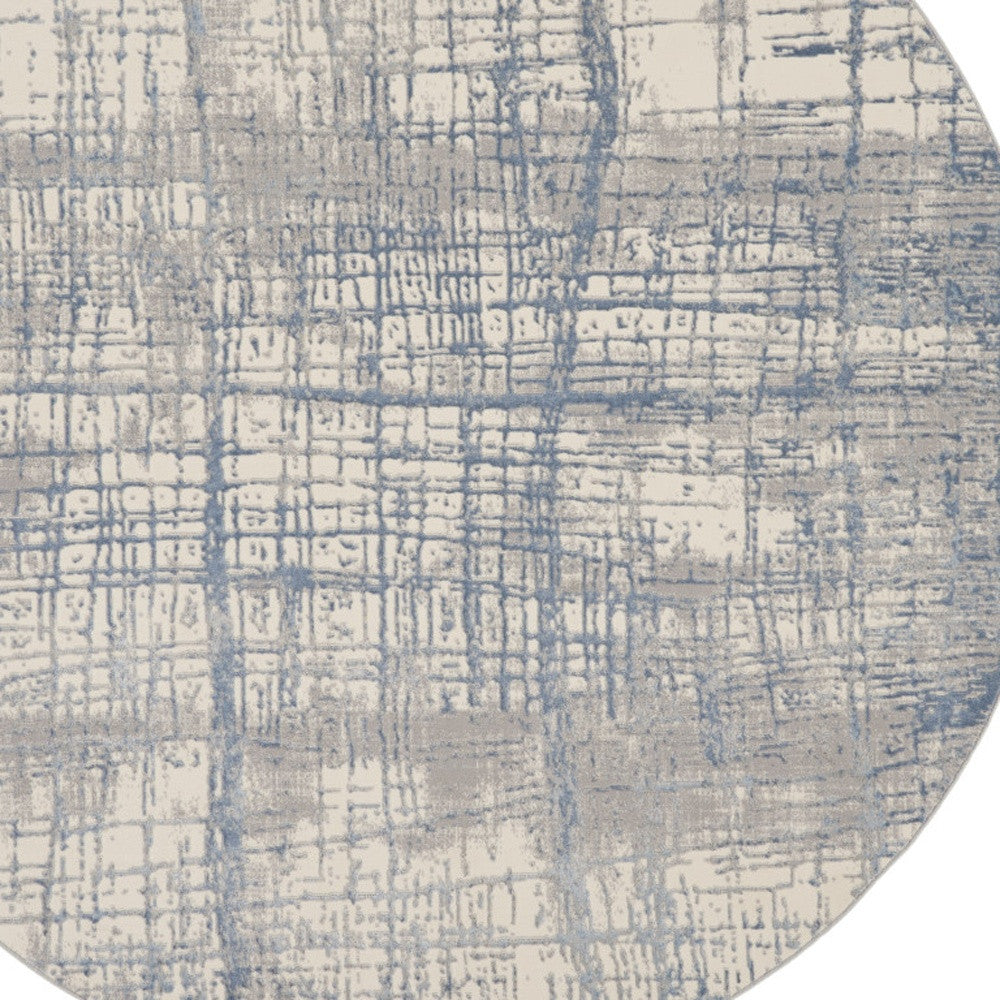 8' Ivory Abstract Round Rug - Home & Garden
