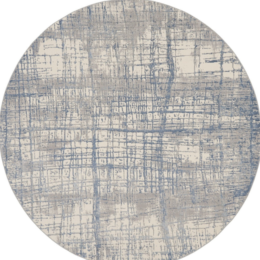 8' Ivory Abstract Round Rug - Home & Garden
