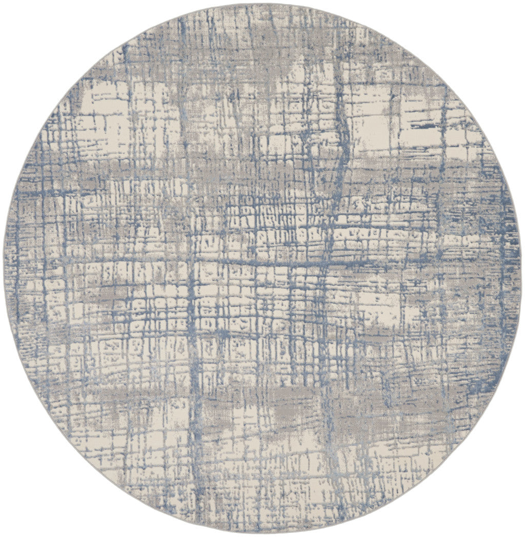 8' Ivory Abstract Round Rug - Home & Garden