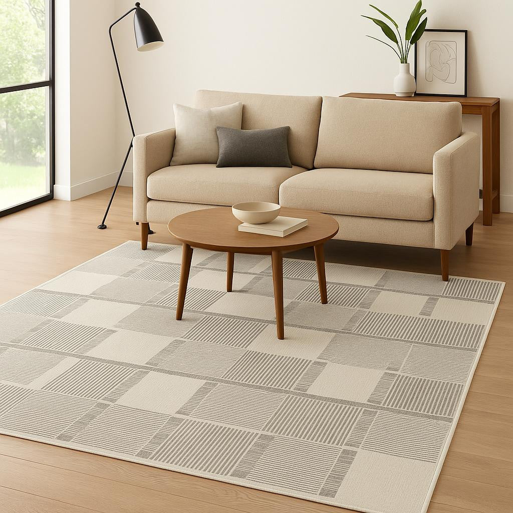 5' X 7' Gray Geometric Power Loom Area Rug - Home & Garden