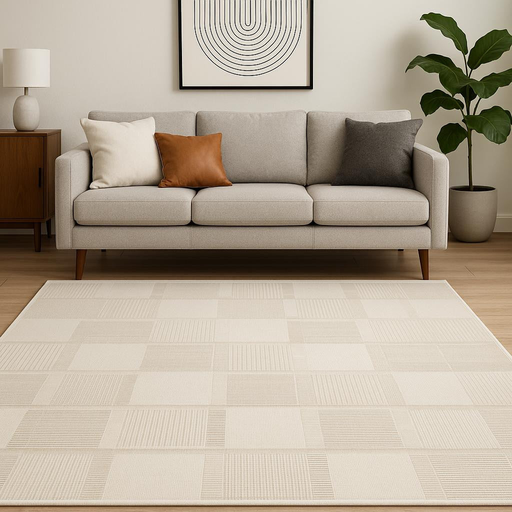 5' X 7' Beige Geometric Power Loom Area Rug - Home & Garden
