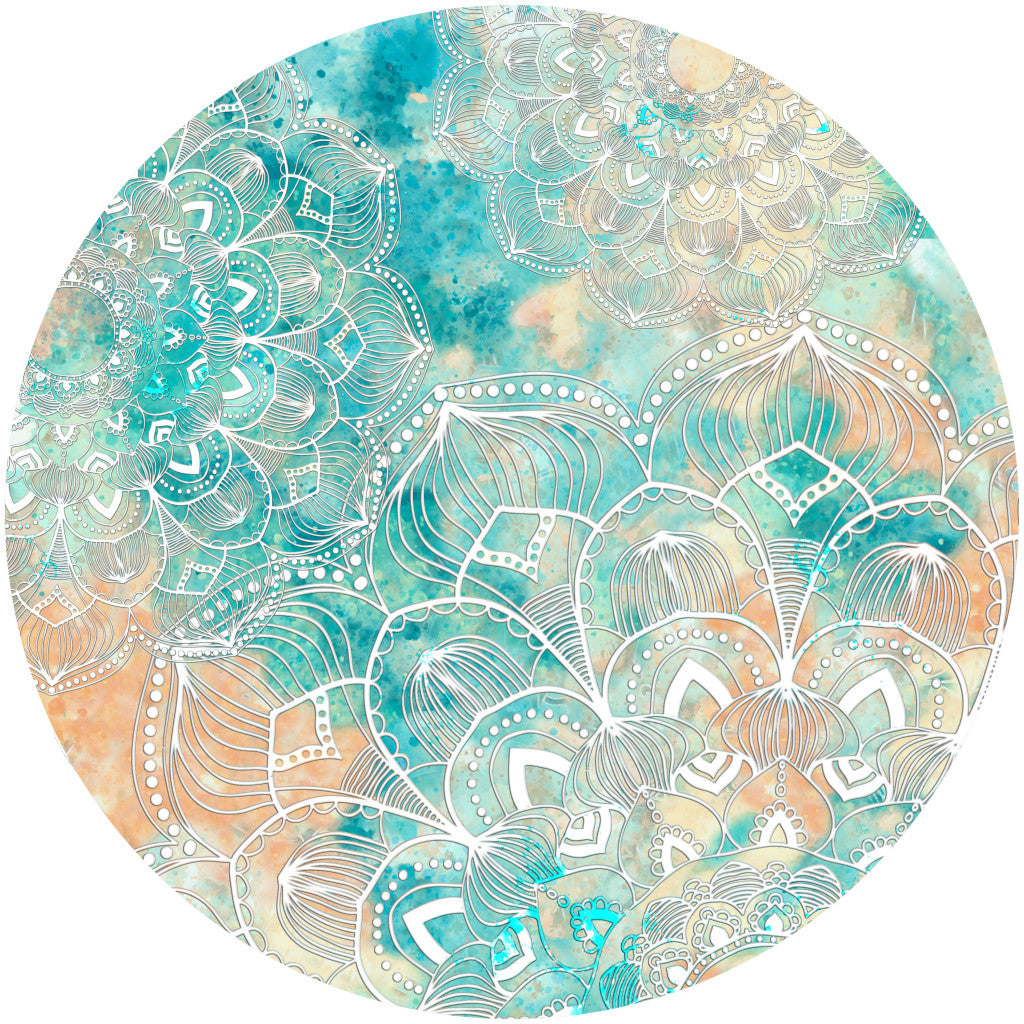 5' Blue Floral Flatweave Round Rug - Home & Garden