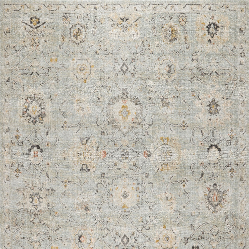 10' X 14' Green Floral Distressed Area Rug - Home & Garden