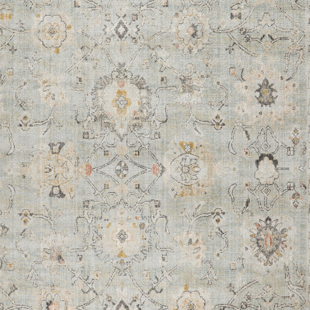 10' X 14' Green Floral Distressed Area Rug - Home & Garden