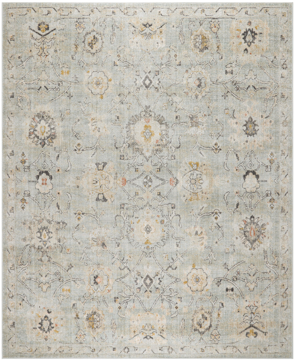 10' X 14' Green Floral Distressed Area Rug - Home & Garden