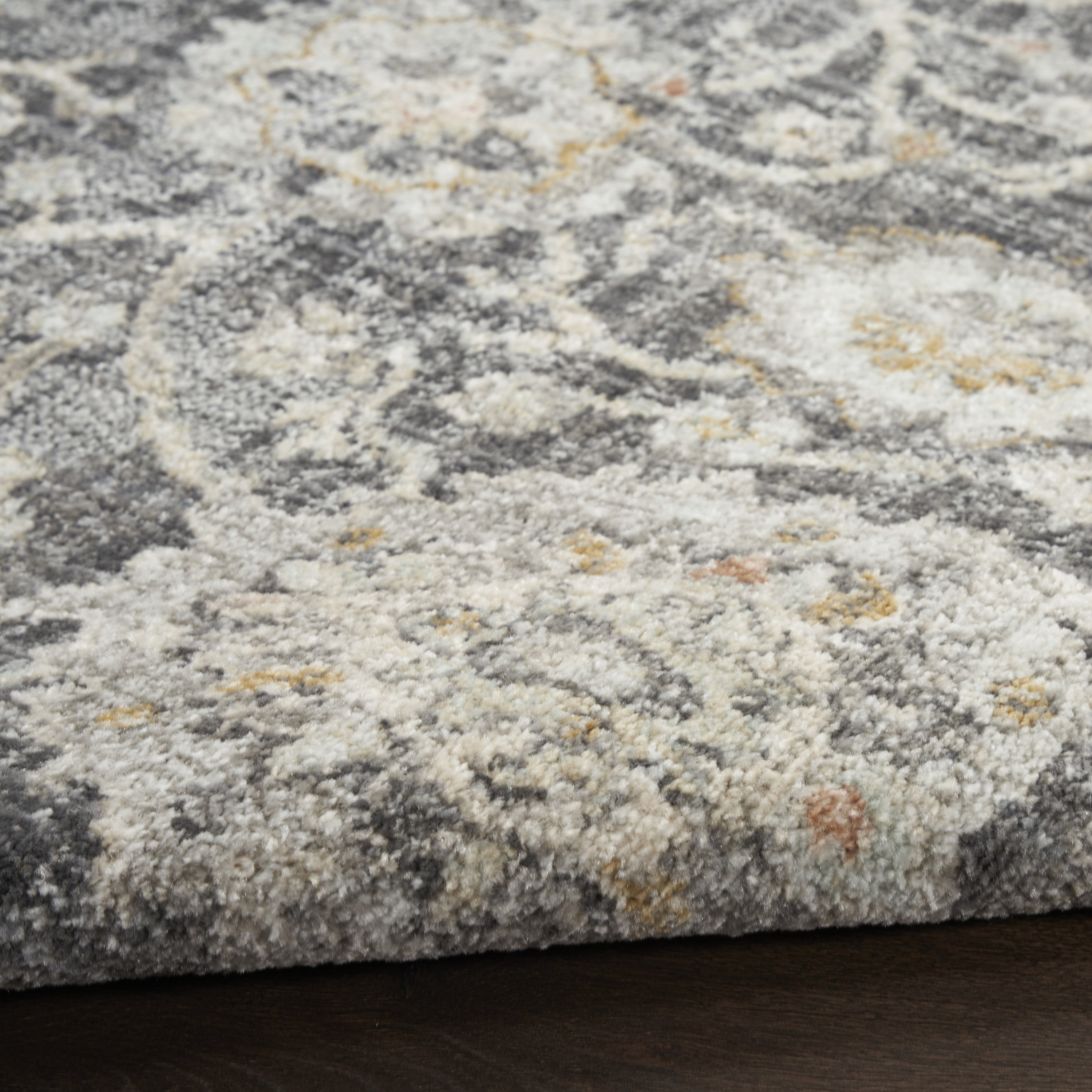 10' X 14' Gray Floral Distressed Area Rug - Home & Garden