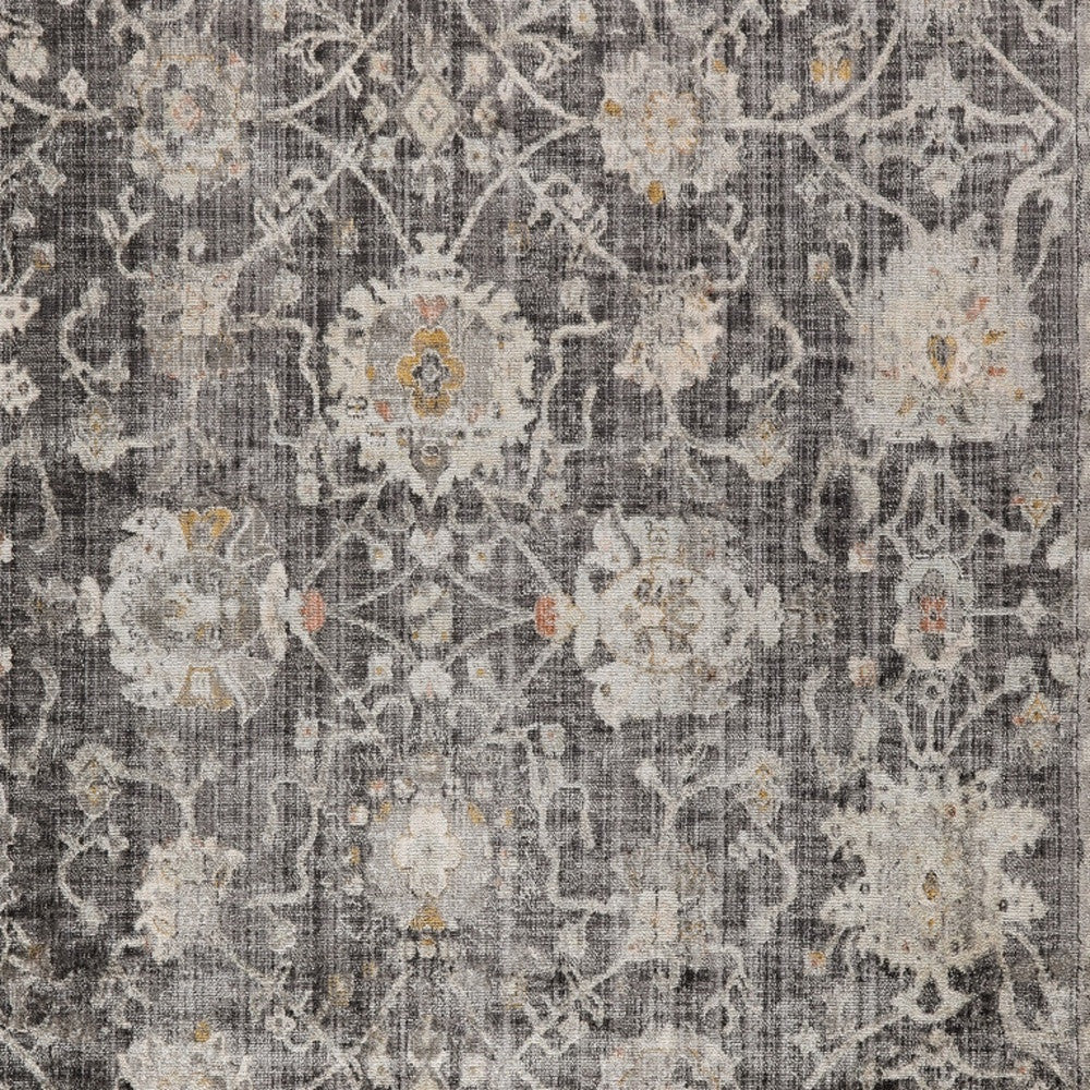 10' X 14' Gray Floral Distressed Area Rug - Home & Garden