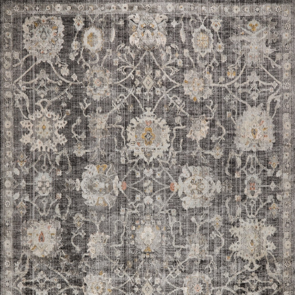 10' X 14' Gray Floral Distressed Area Rug - Home & Garden
