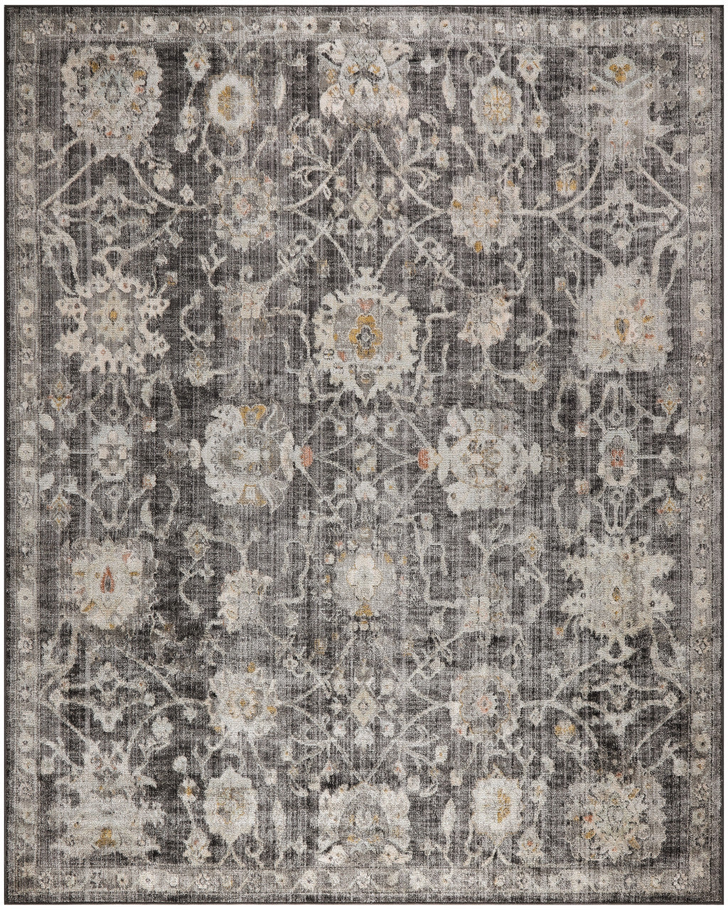 10' X 14' Gray Floral Distressed Area Rug - Home & Garden