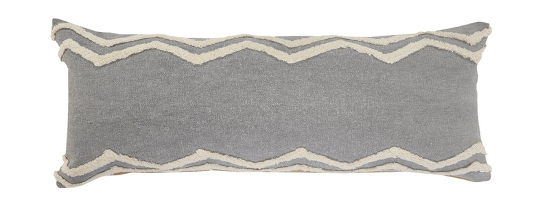 36" X 14" Gray And Cool Gray Lumbar Geometric Cotton Throw Pillow Cover - Home & Garden
