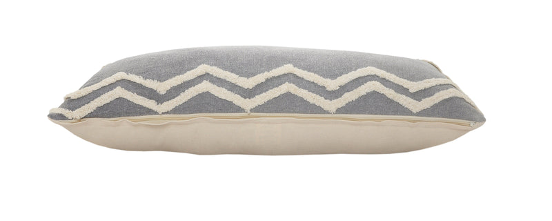 36" X 14" Gray And Cool Gray Lumbar Geometric Cotton Throw Pillow Cover - Home & Garden