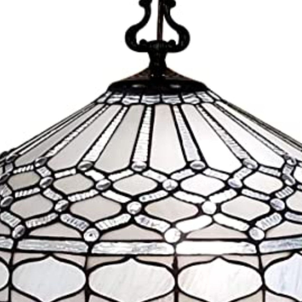 Black And White Unique Statement Two Light Glass Dimmable Chandelier With Black And White Shades - Lighting