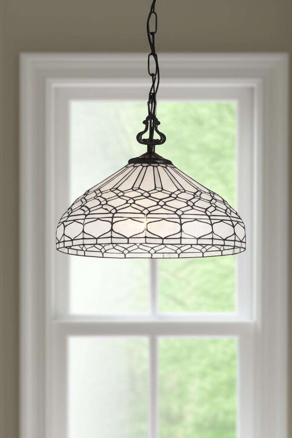 Black And White Unique Statement Two Light Glass Dimmable Chandelier With Black And White Shades - Lighting