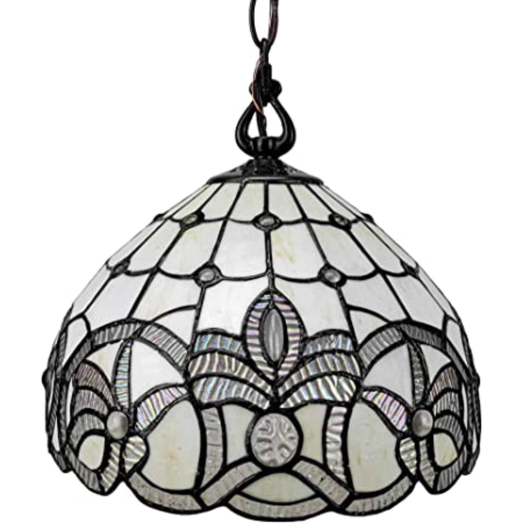 Black And White Unique Statement Glass Dimmable Chandelier With Black And White Shades - Lighting