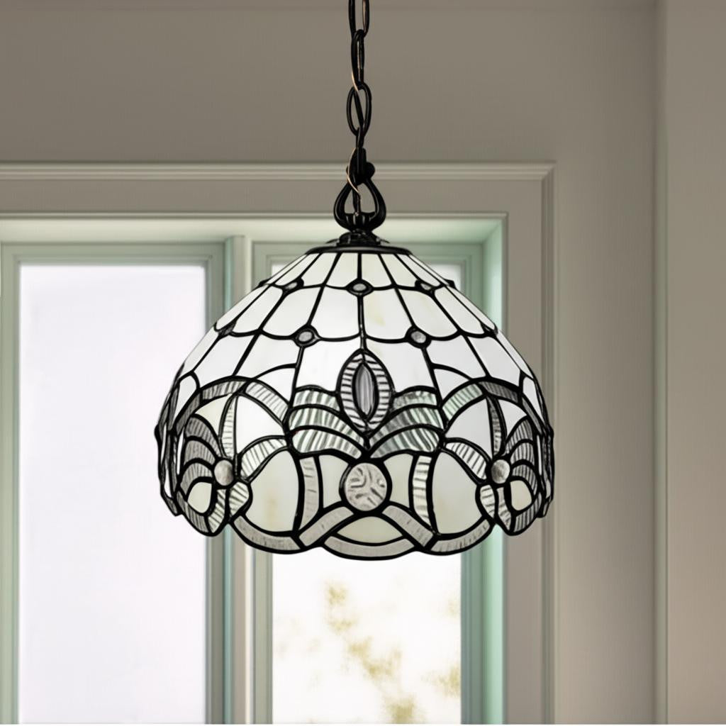 Black And White Unique Statement Glass Dimmable Chandelier With Black And White Shades - Lighting