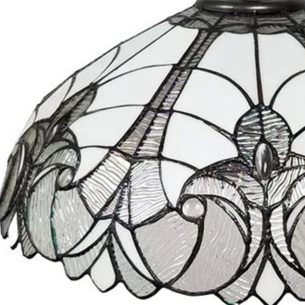 Black And White Unique Statement Two Light Glass Dimmable Chandelier With Black And White Shades - Lighting