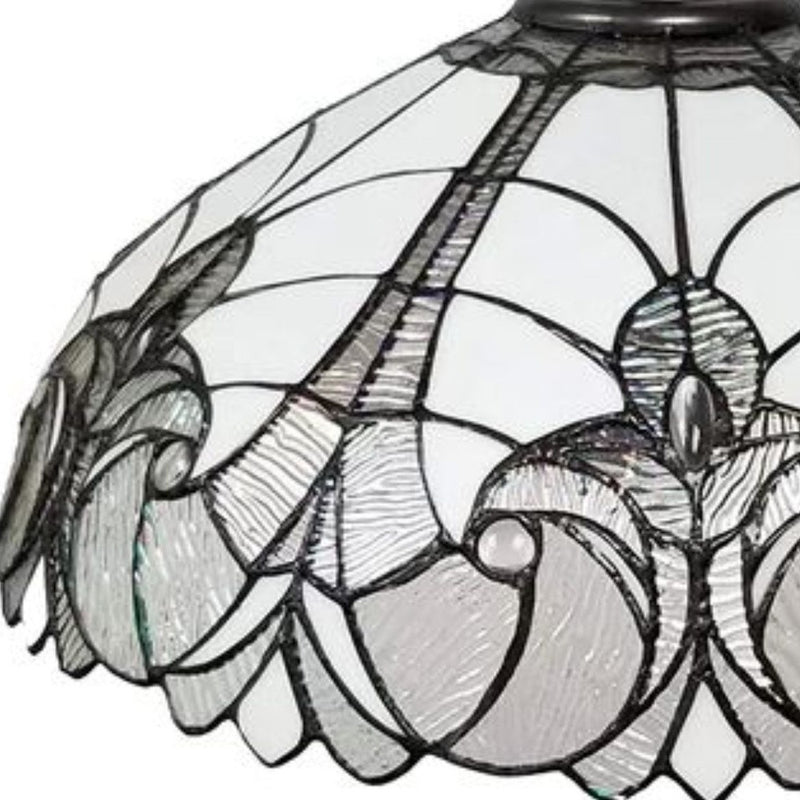 Black And White Unique Statement Two Light Glass Dimmable Chandelier With Black And White Shades - Lighting
