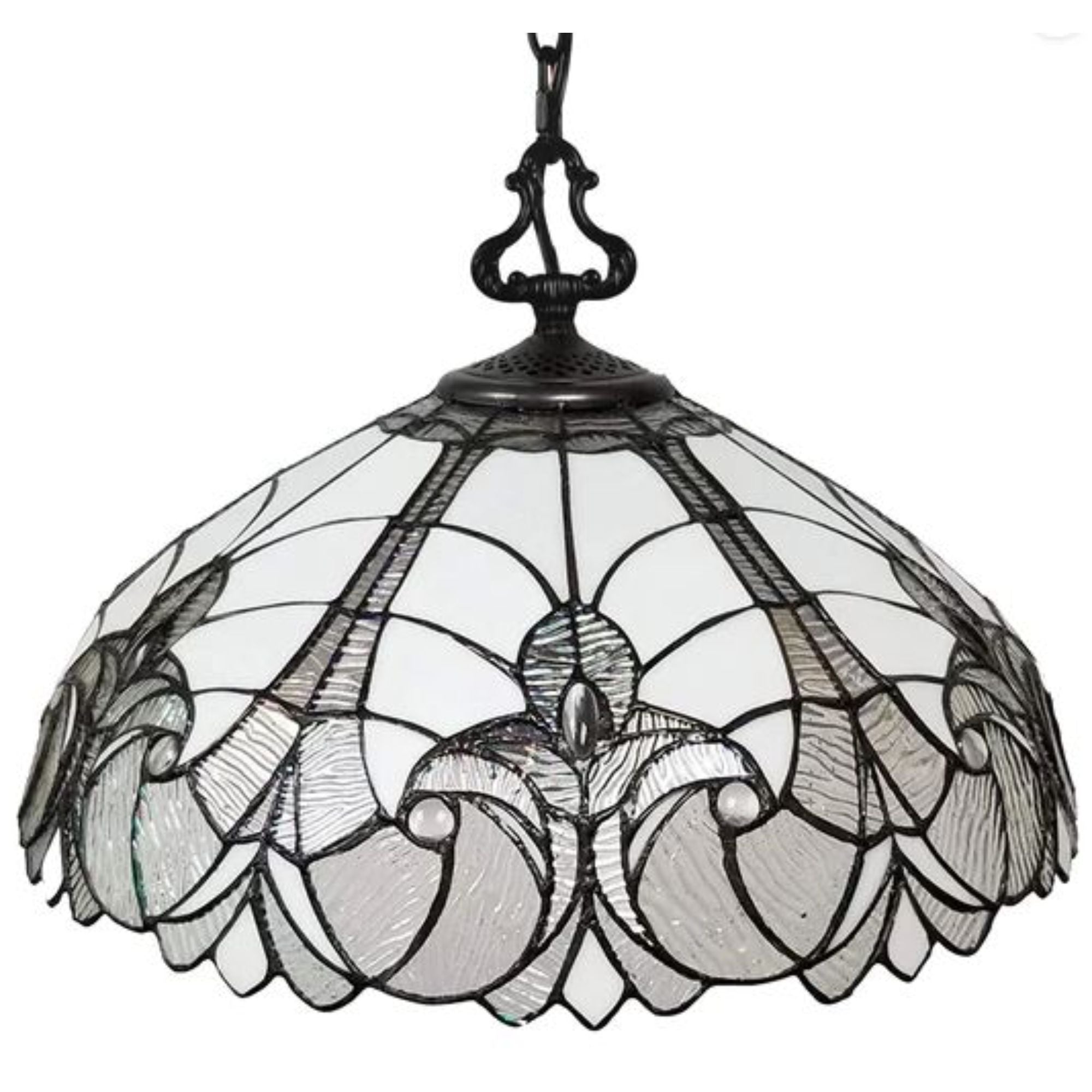 Black And White Unique Statement Two Light Glass Dimmable Chandelier With Black And White Shades - Lighting