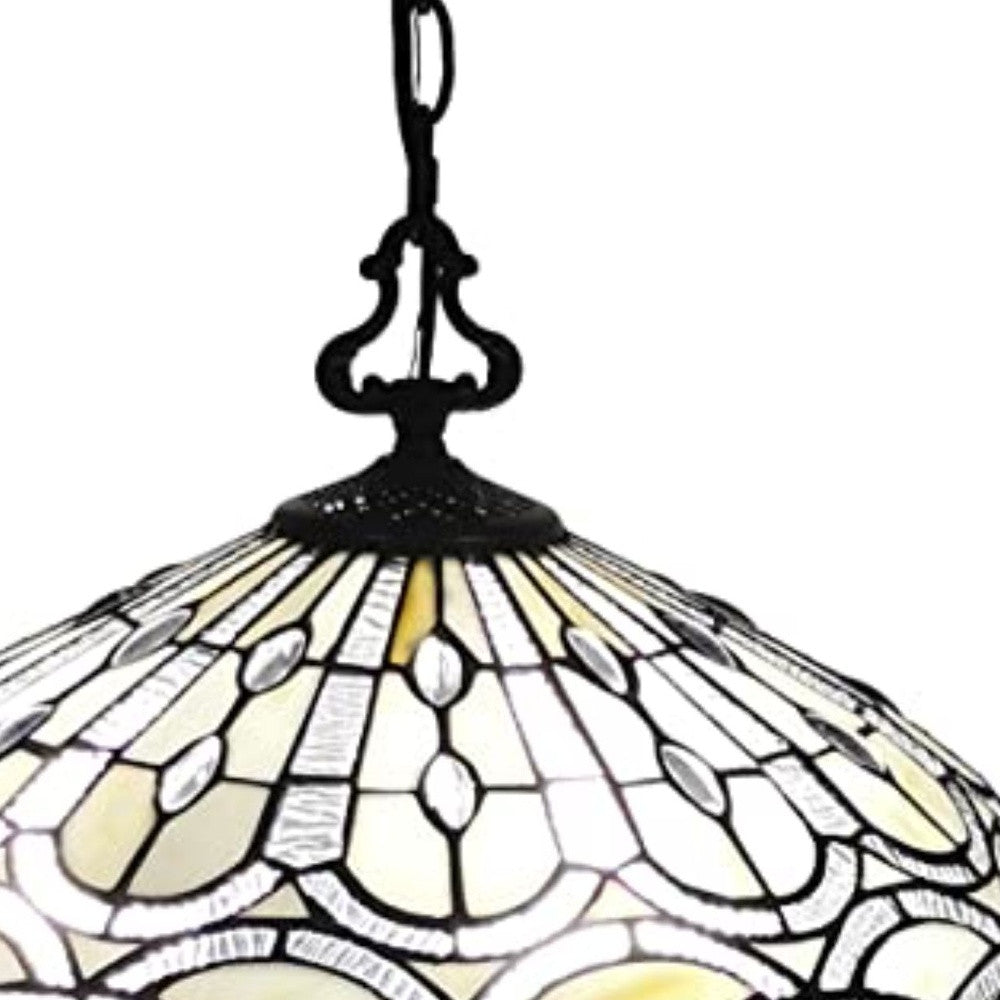 Black And White Unique Statement Two Light Glass Dimmable Chandelier With Black And White Shades - Lighting