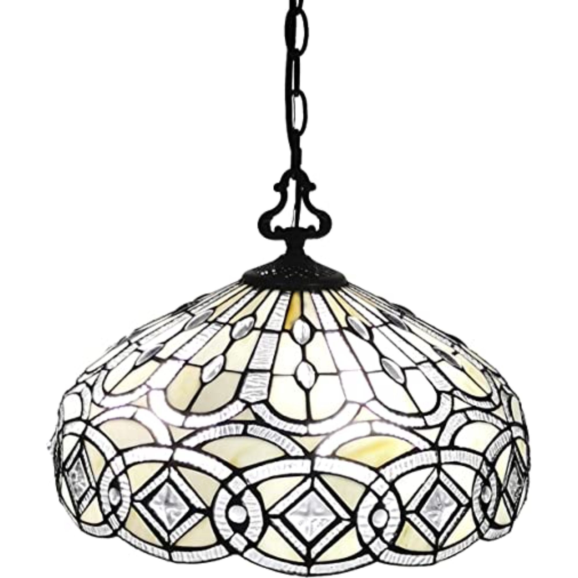 Black And White Unique Statement Two Light Glass Dimmable Chandelier With Black And White Shades - Lighting
