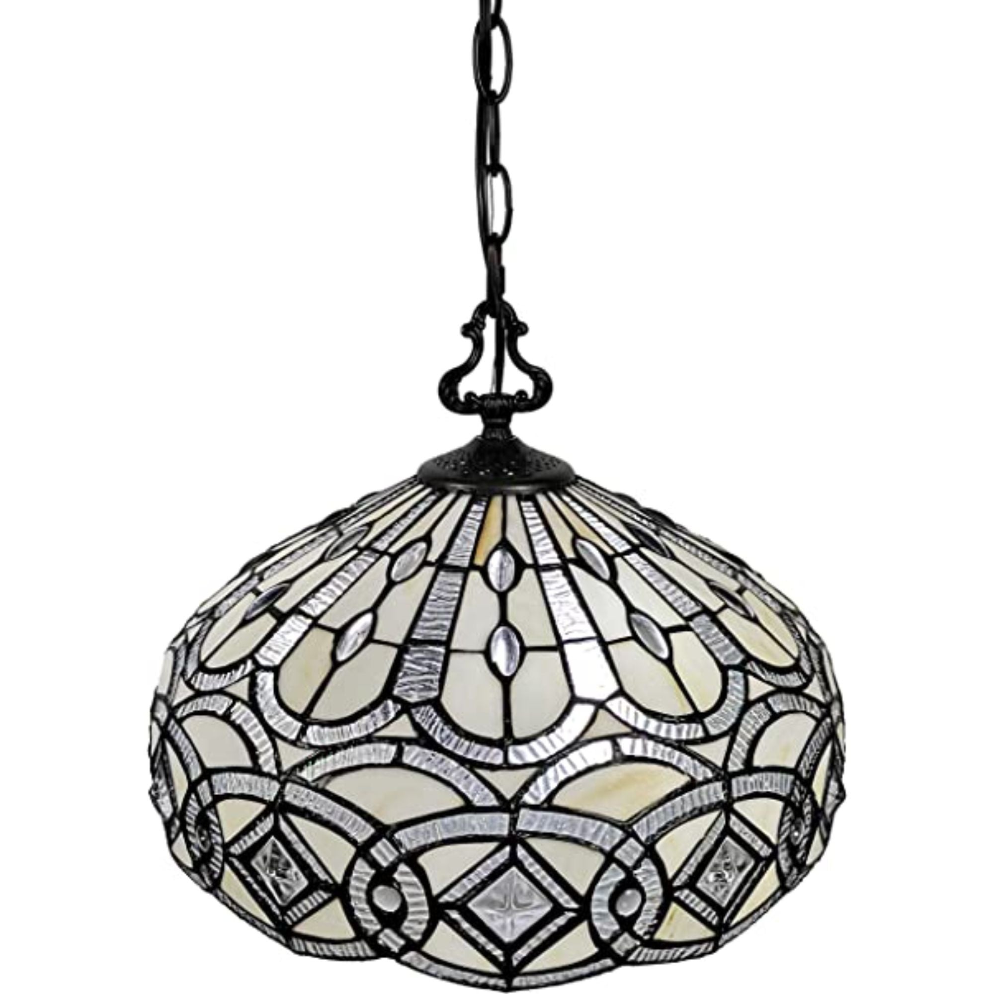 Black And White Unique Statement Two Light Glass Dimmable Chandelier With Black And White Shades - Lighting