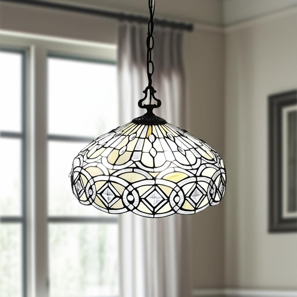 Black And White Unique Statement Two Light Glass Dimmable Chandelier With Black And White Shades - Lighting