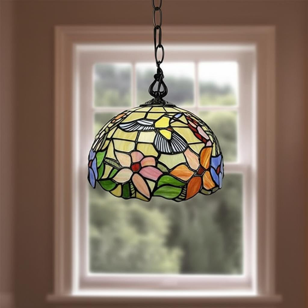 Red And White Unique Statement Glass Dimmable Chandelier With Red And White Shades - Lighting