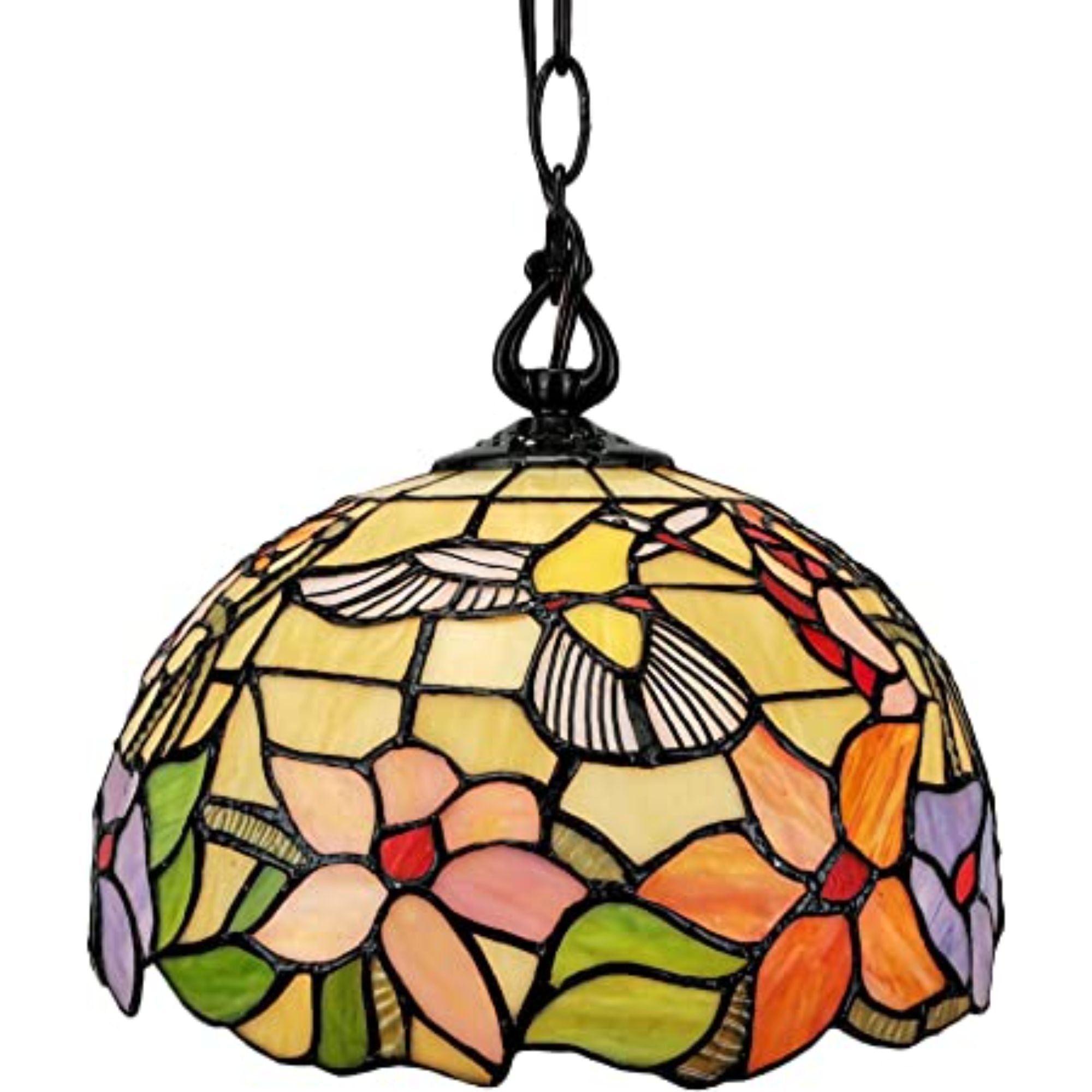 Red And White Unique Statement Glass Dimmable Chandelier With Red And White Shades - Lighting