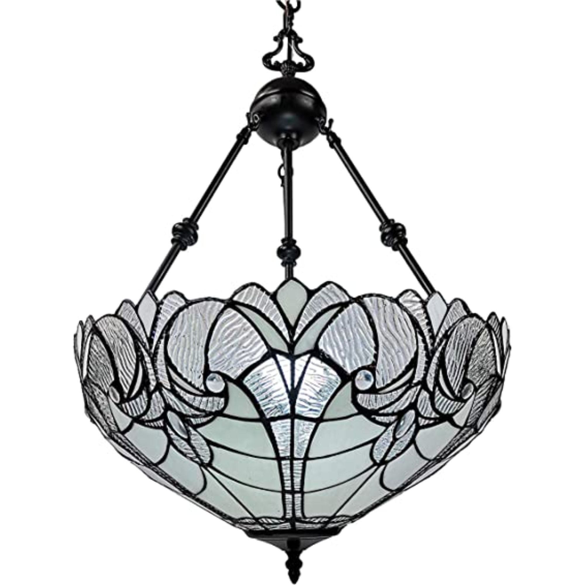 Black And White Unique Statement Two Light Glass Dimmable Chandelier With Black And White Shades - Lighting