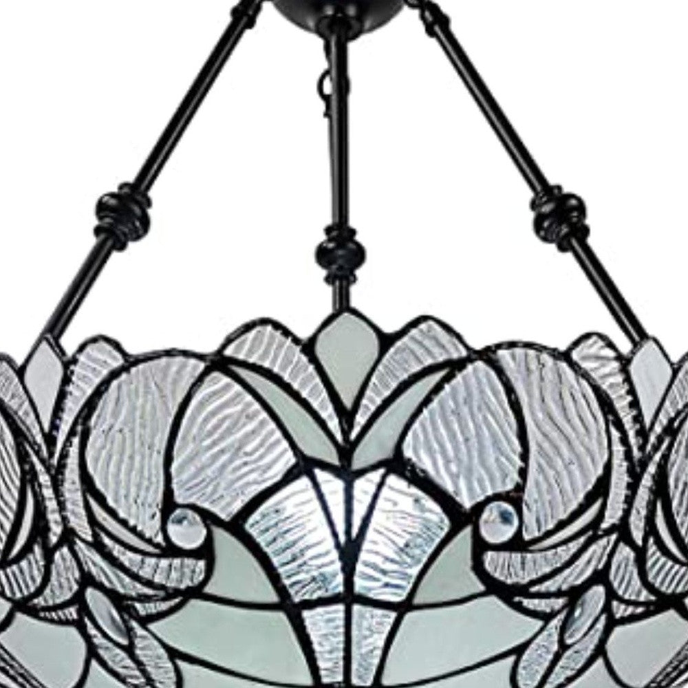 Black And White Unique Statement Two Light Glass Dimmable Chandelier With Black And White Shades - Lighting