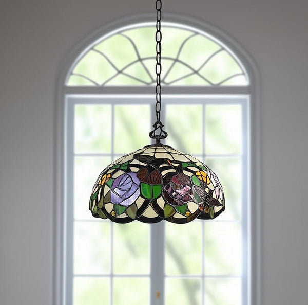 Red And White Unique Statement Two Light Glass Dimmable Chandelier With Red And White Shades - Lighting