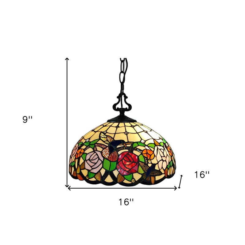 Red And White Unique Statement Two Light Glass Dimmable Chandelier With Red And White Shades - Lighting