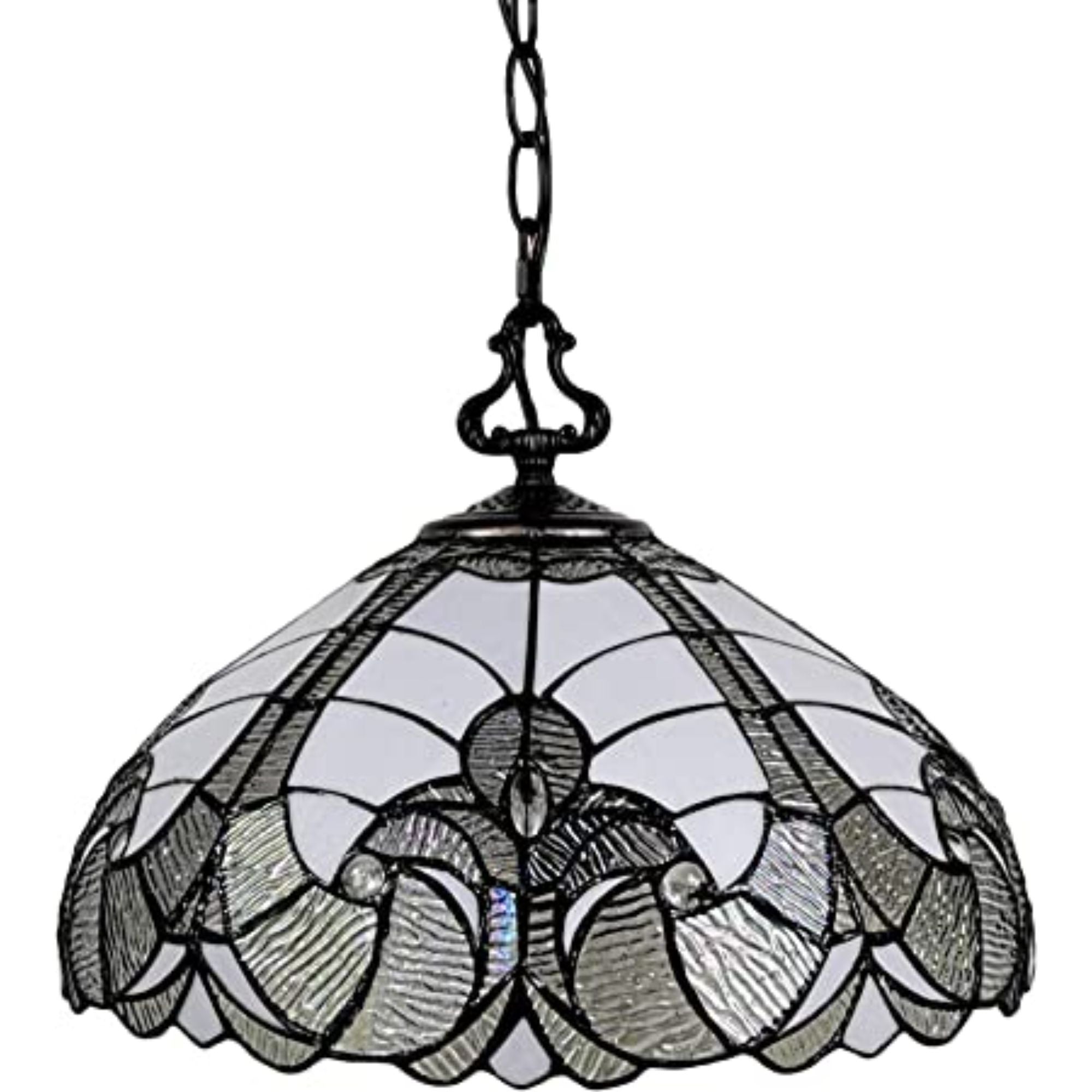 Black And White Unique Statement Two Light Glass Dimmable Chandelier With Black And White Shades - Lighting