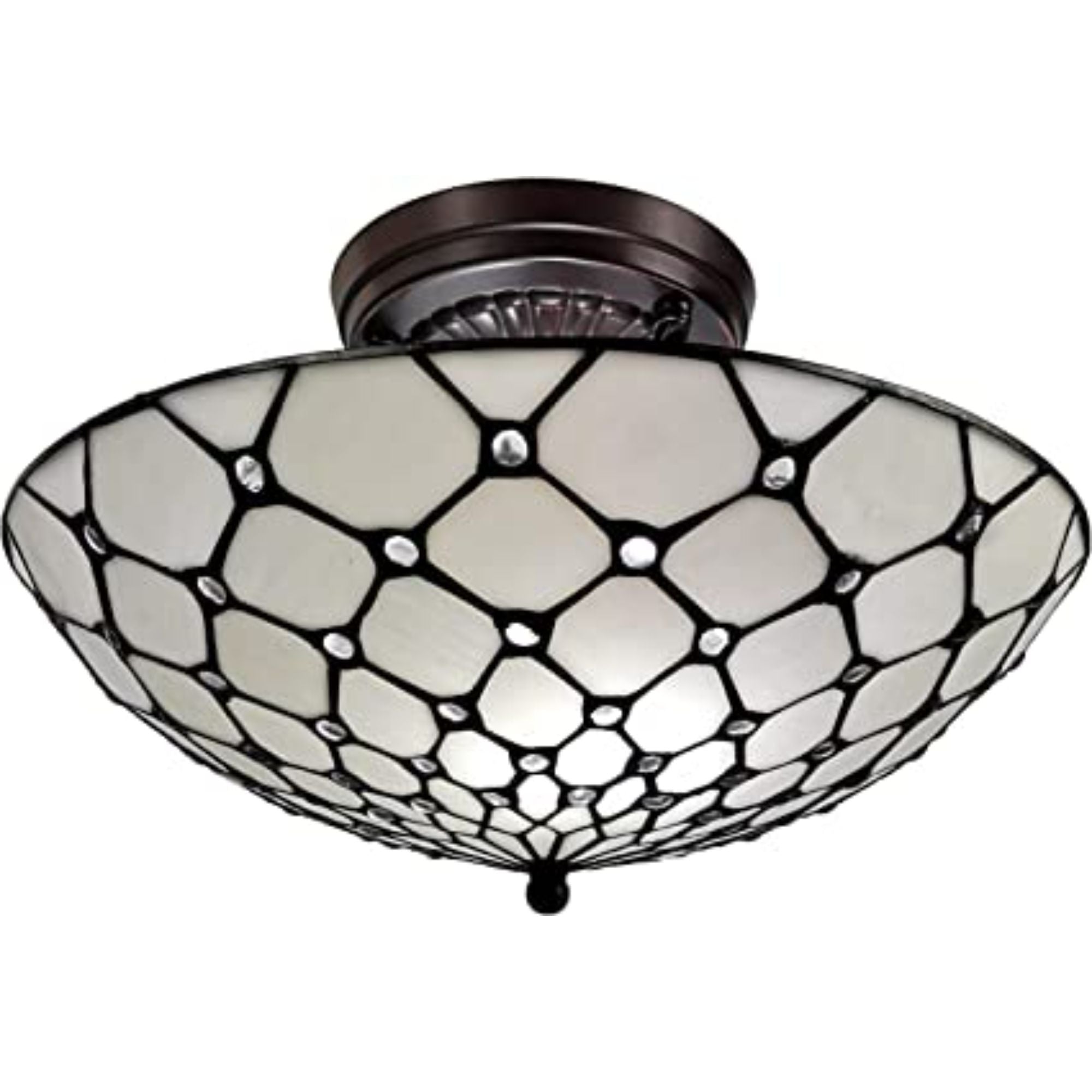 Black And White Unique Statement Two Light Glass Dimmable Chandelier With Black And White Shades - Lighting