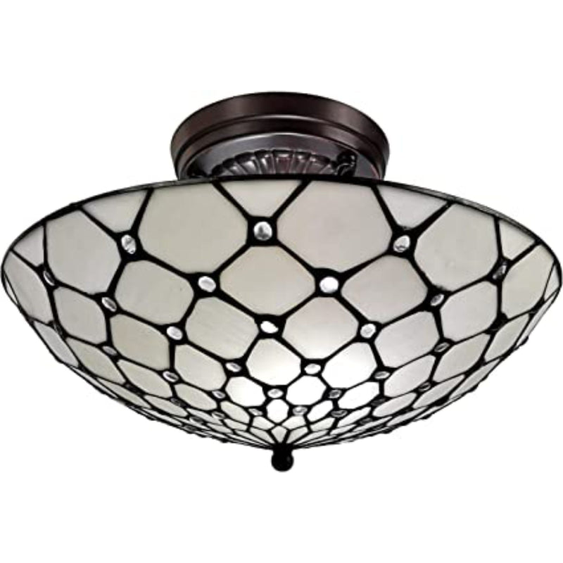 Black And White Unique Statement Two Light Glass Dimmable Chandelier With Black And White Shades - Lighting