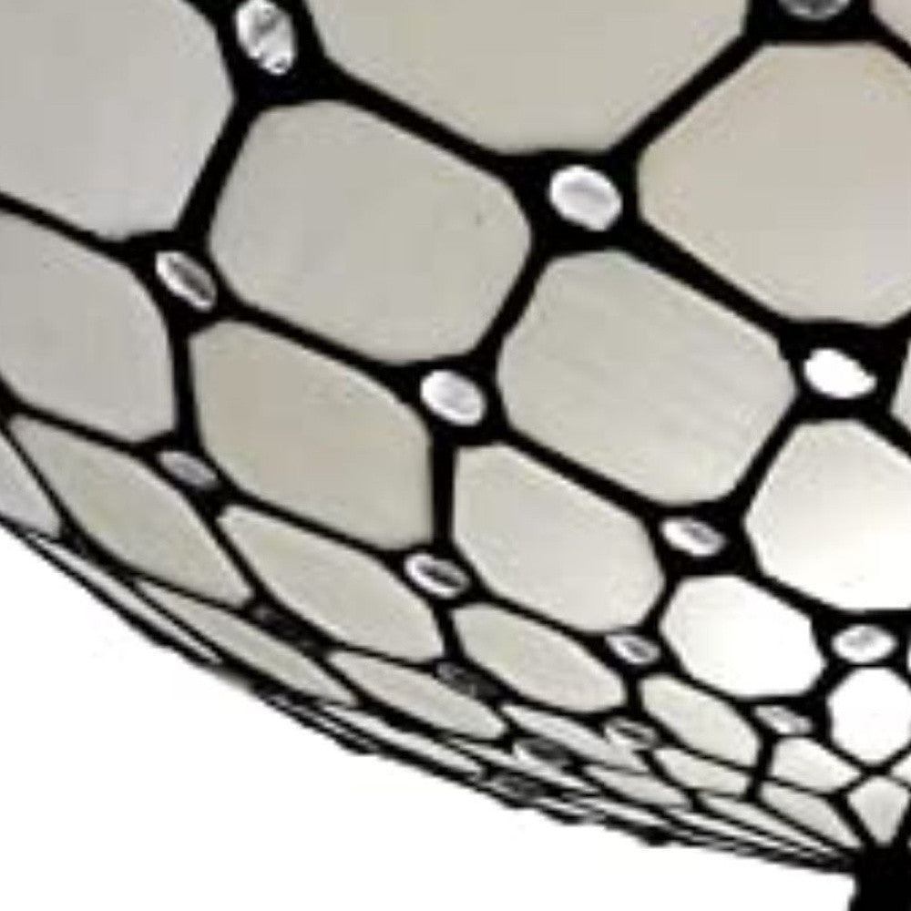 Black And White Unique Statement Two Light Glass Dimmable Chandelier With Black And White Shades - Lighting