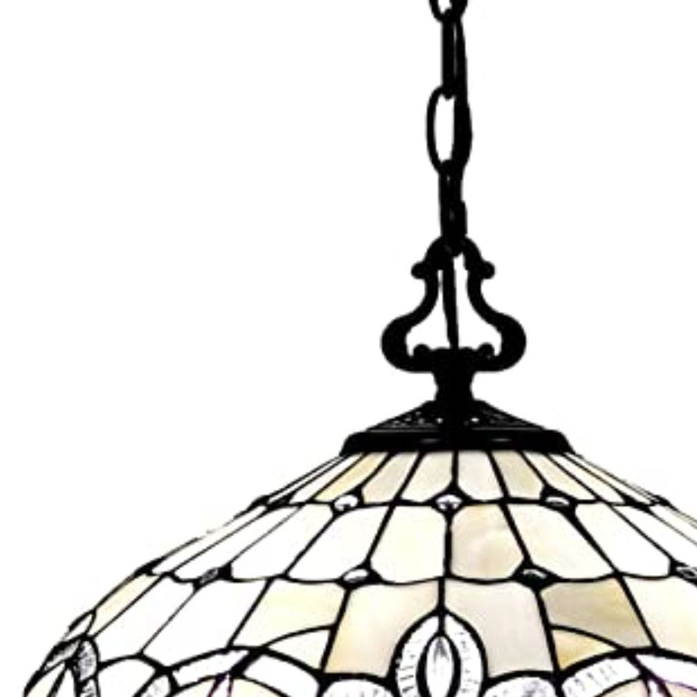 Black And White Unique Statement Two Light Glass Dimmable Chandelier With Black And White Shades - Lighting