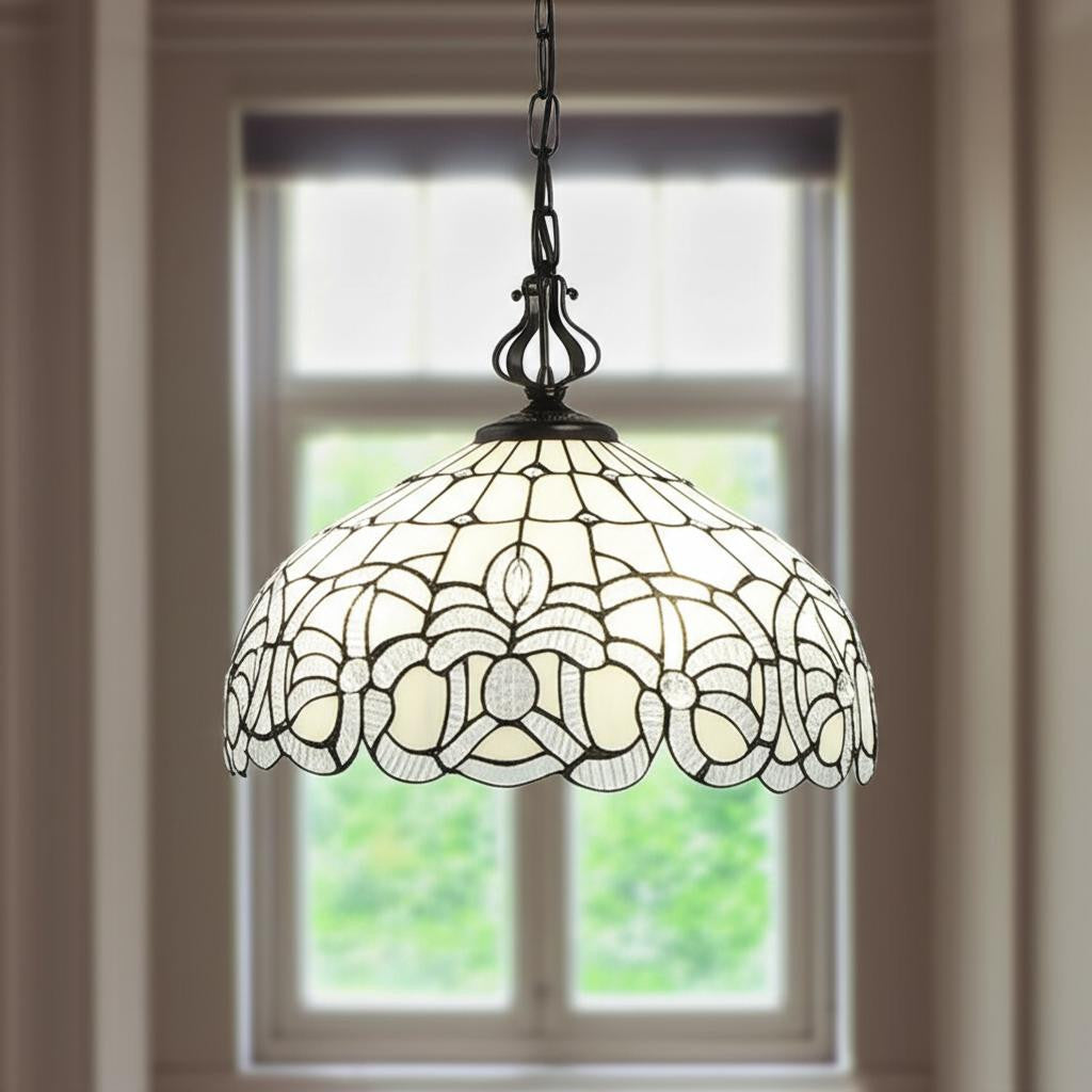 Black And White Unique Statement Two Light Glass Dimmable Chandelier With Black And White Shades - Lighting