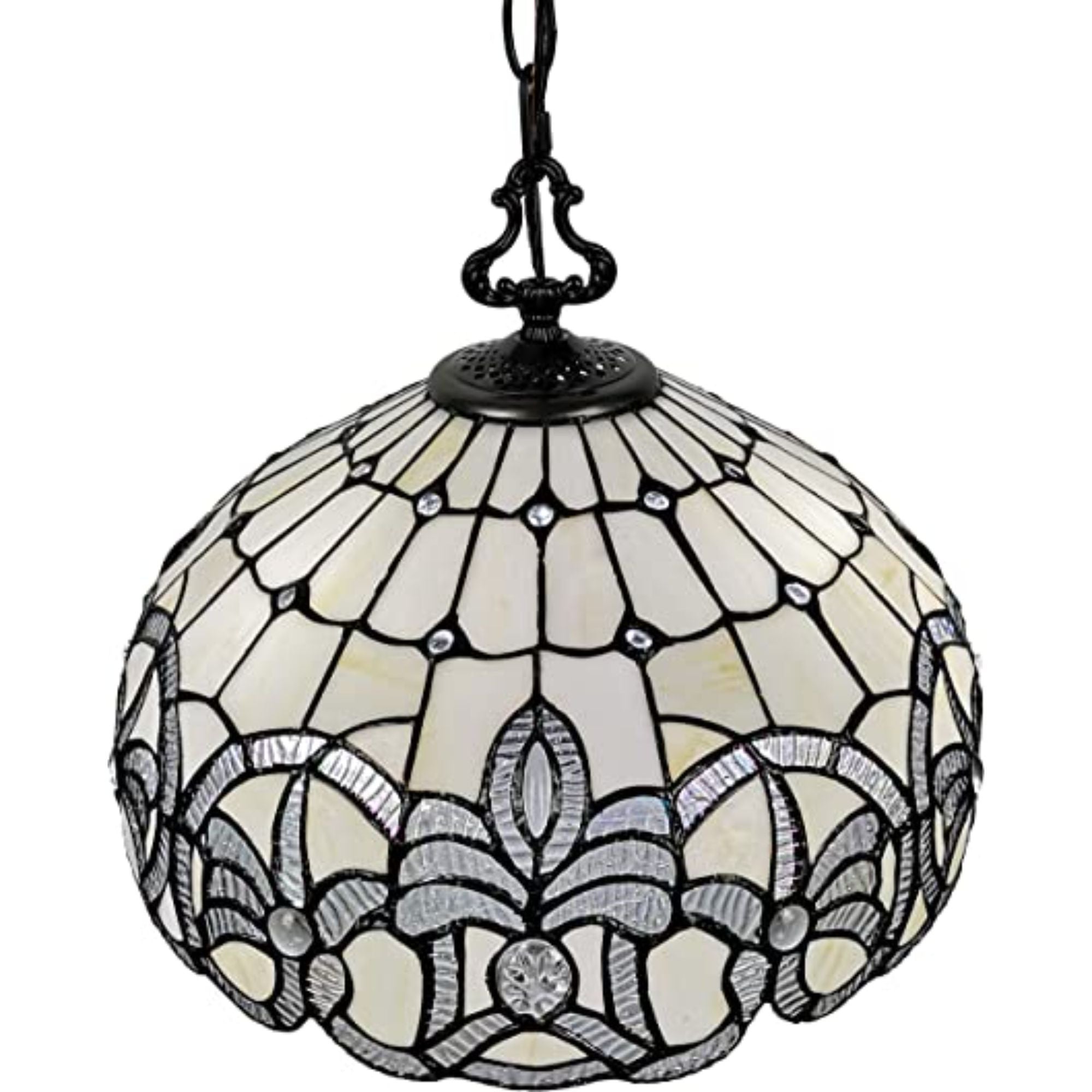 Black And White Unique Statement Two Light Glass Dimmable Chandelier With Black And White Shades - Lighting