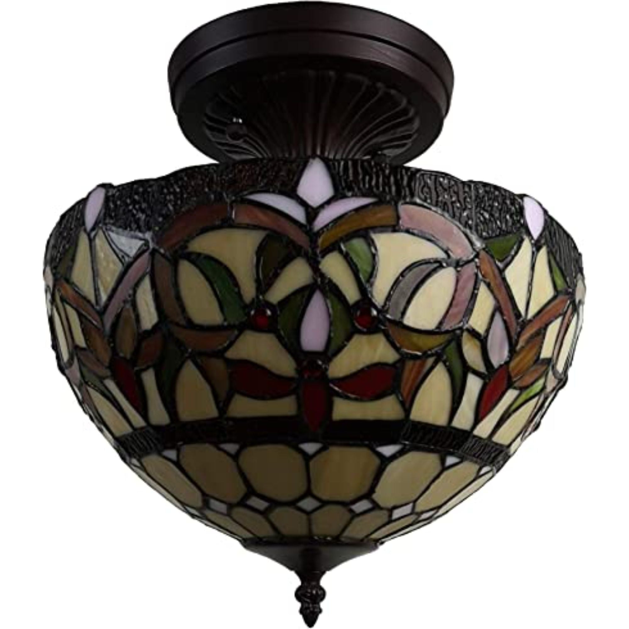 Red And White Unique Statement Two Light Glass Dimmable Chandelier With Red And White Shades - Lighting