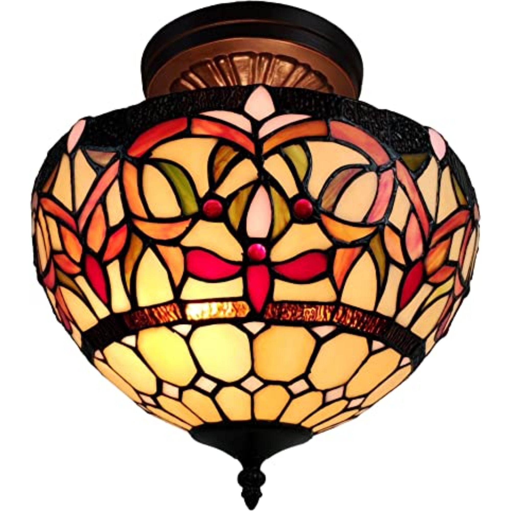 Red And White Unique Statement Two Light Glass Dimmable Chandelier With Red And White Shades - Lighting