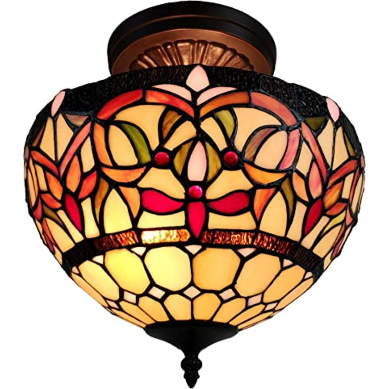 Red And White Unique Statement Two Light Glass Dimmable Chandelier With Red And White Shades - Lighting