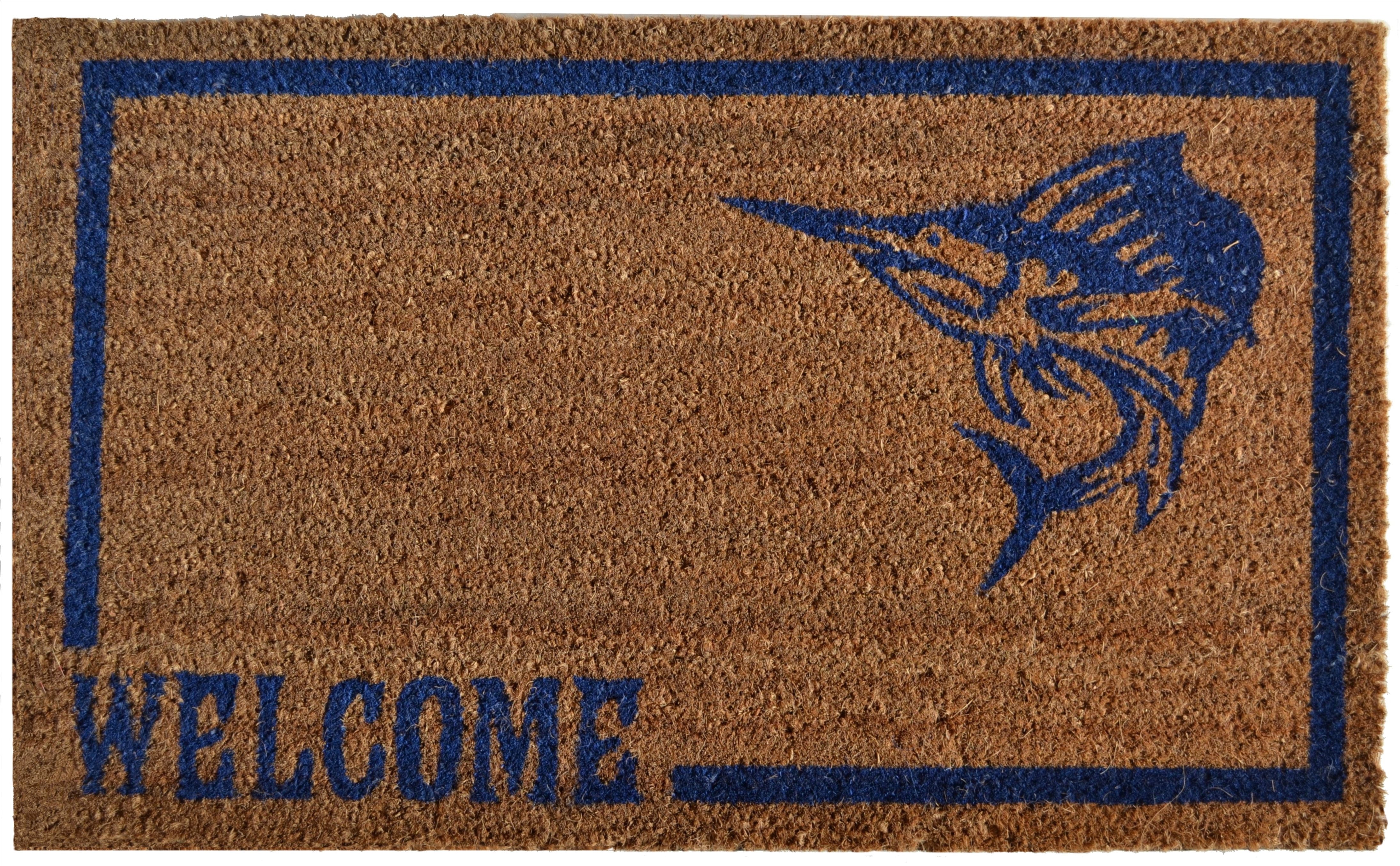 18" X 30" Brown and Black Coir Swordfish Welcome Outdoor Door Mat - Home & Garden