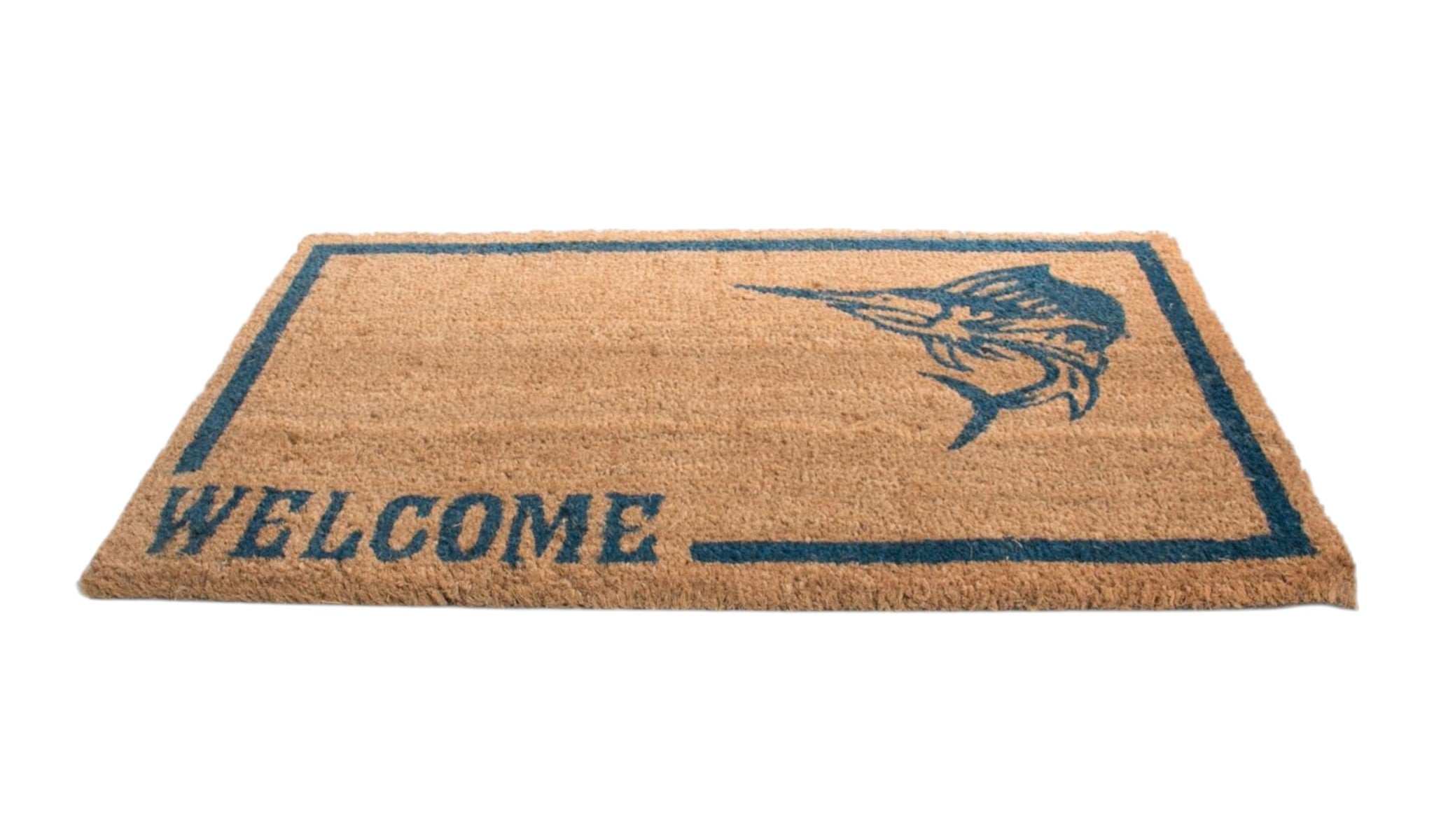 18" X 30" Brown and Black Coir Swordfish Welcome Outdoor Door Mat - Home & Garden