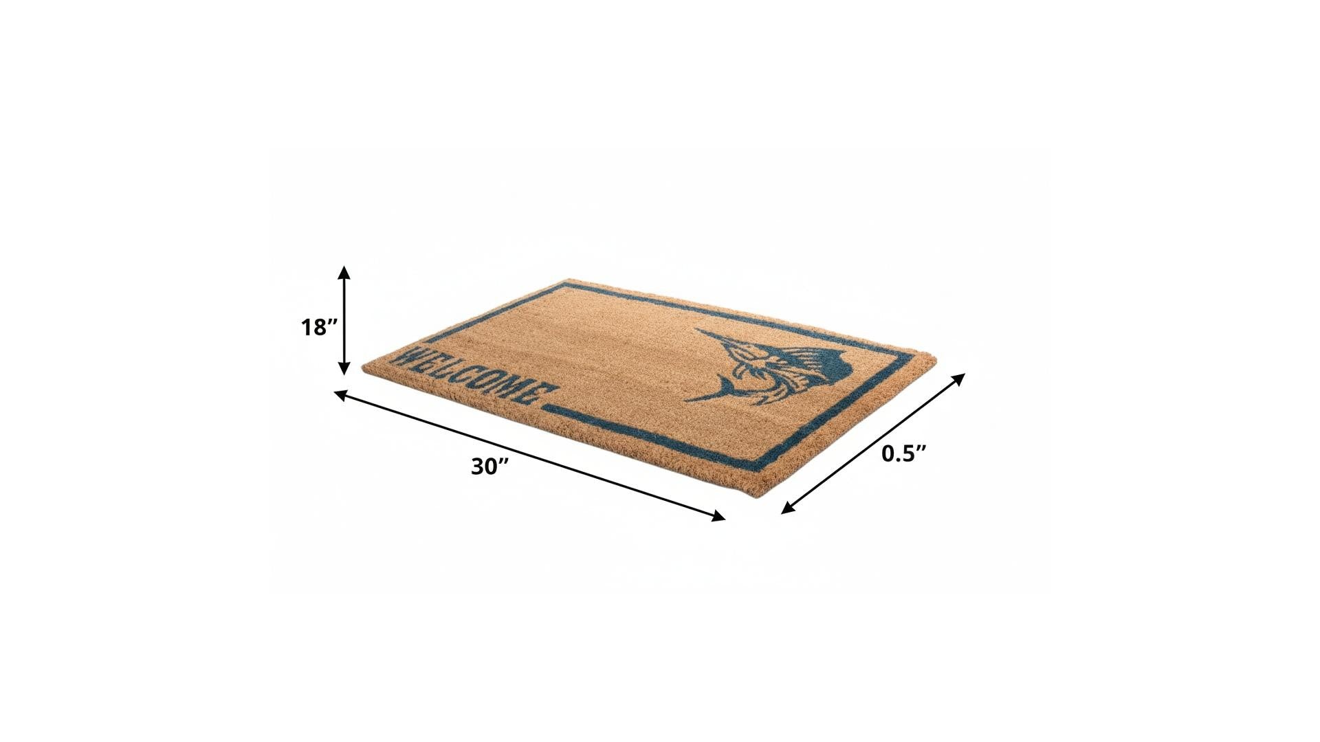 18" X 30" Brown and Black Coir Swordfish Welcome Outdoor Door Mat - Home & Garden